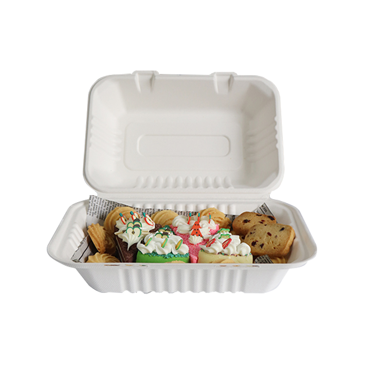  9x6 inch  1compartment bagasse sugarcane clamshell  1000ml